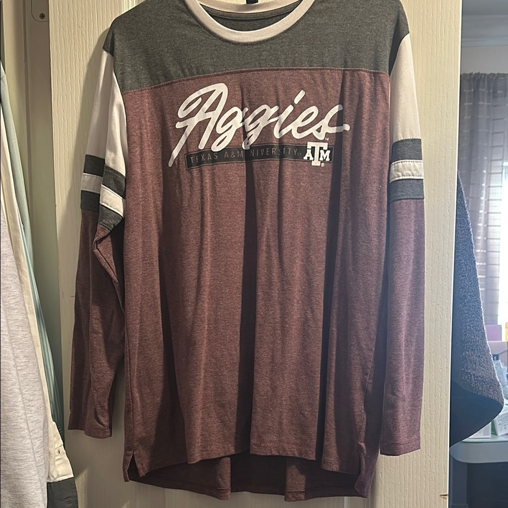 Aggies Long Sleeve Tee - Maroon and Gray
